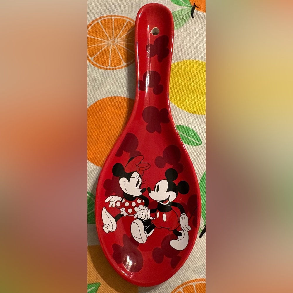Disney Red Spoon Rest with Mickey and Minnie Design